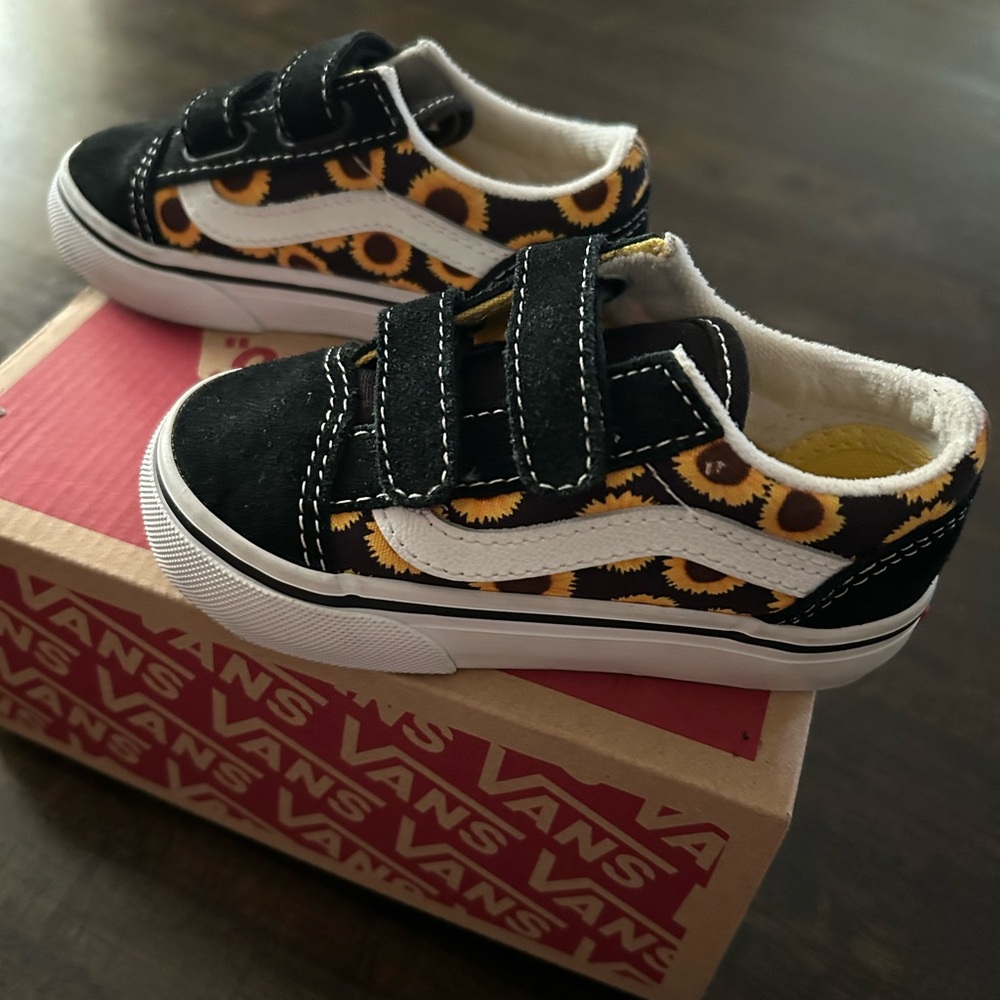 Vans Kids Black and Yellow Floral Sneakers